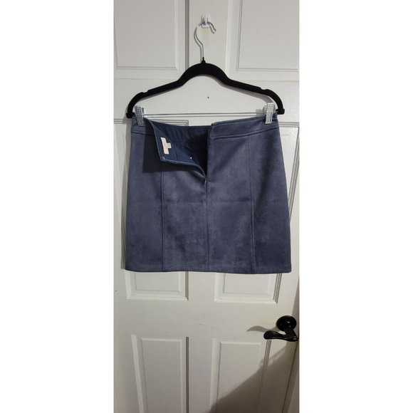 LOFT Womens Blue Faux Suede Mini Skirt w/ Front Pockets Back Zip Size 6 NWT - Picture 7 of 13